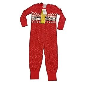 Hanna Andersson PJ Pajamas 1 Piece Zip Sz 80  18-24 Organic Fair Isle Christmas